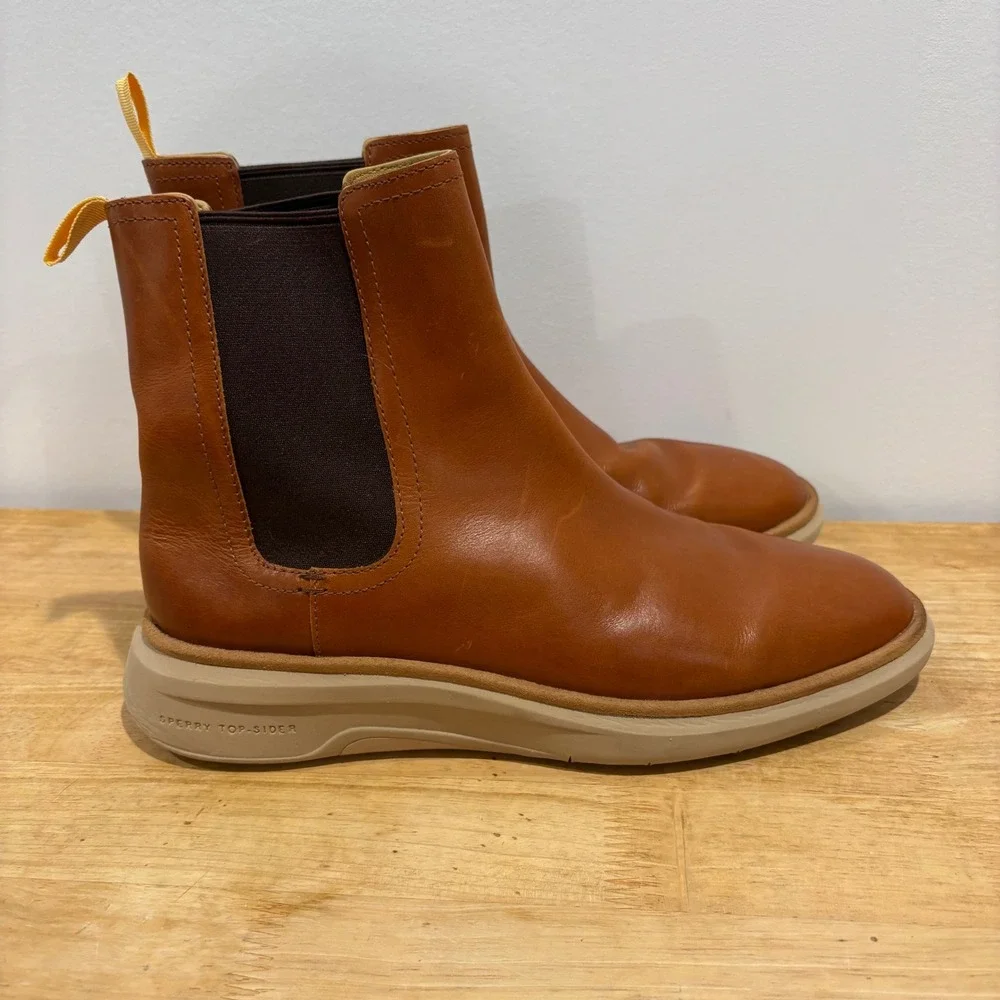 Sperry Top-Sider Gold Cup Commodore Chelsea Boots Tan 10 Leather‎ Slip On